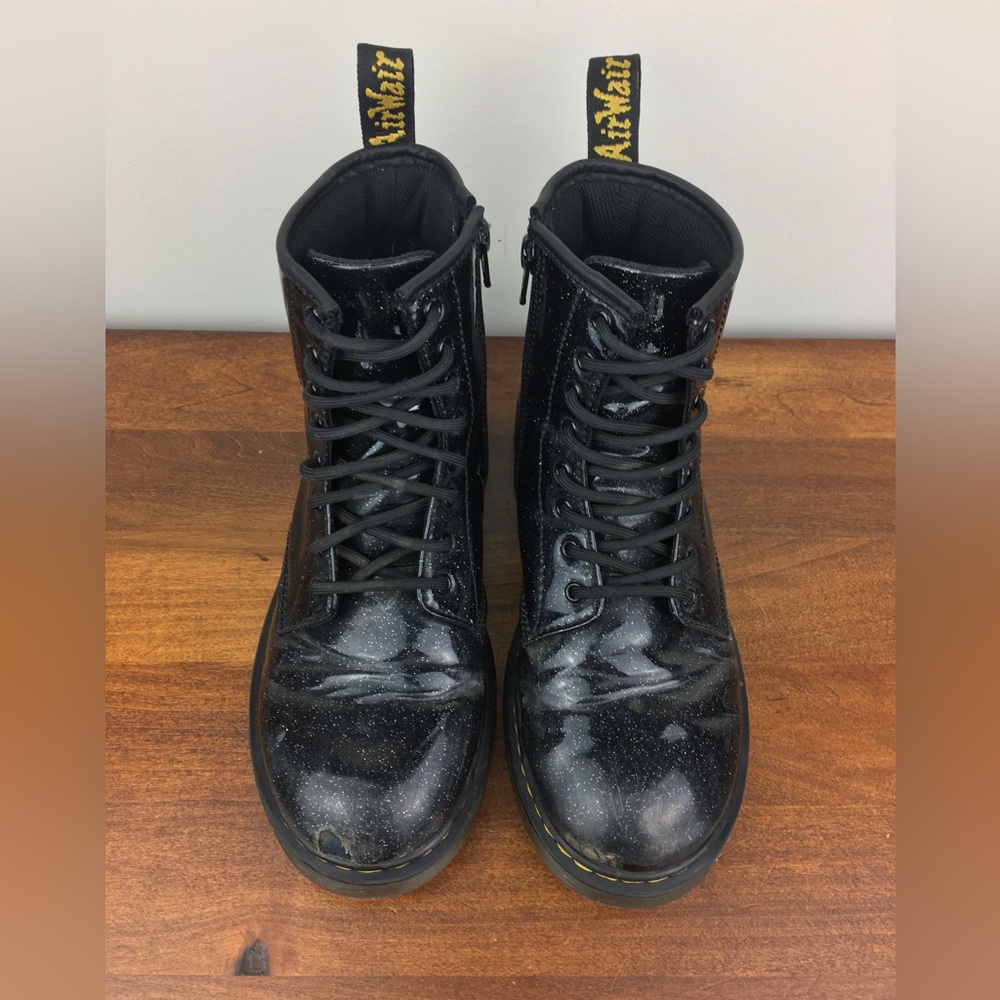 Dr Doc Martens 1460 Glitter J Patent Black Glitter Boots Women’s 5 US Men 4. - Picture 8 of 12
